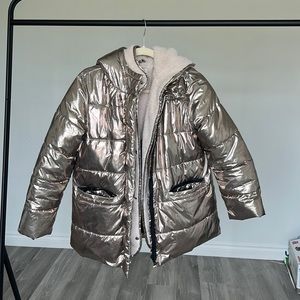 Zara metallic fleece lined puffer jacket